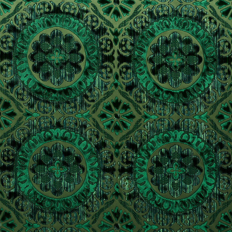 Schumacher Suzani Strie Velvet Emerald Fabric - Eade's Wallpaper
