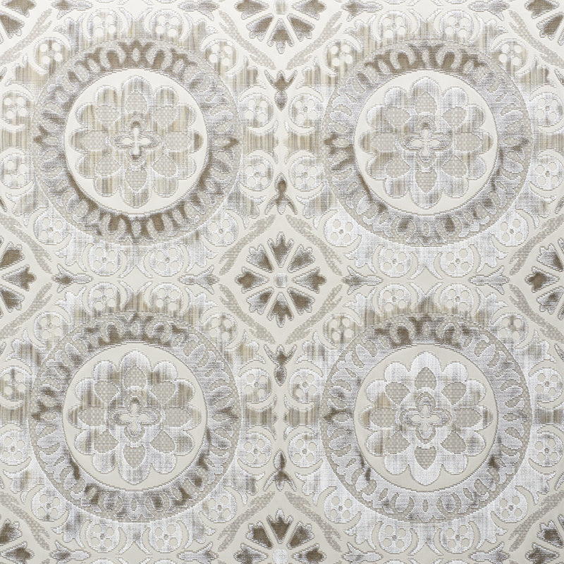 Schumacher Suzani Strie Velvet Pearl Fabric - Eade's Wallpaper