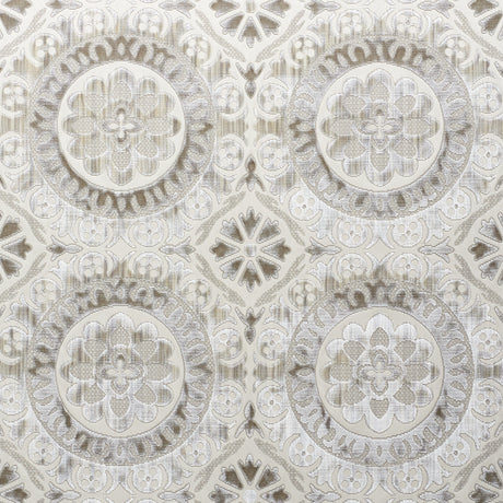 Schumacher Suzani Strie Velvet Pearl Fabric - Eade's Wallpaper