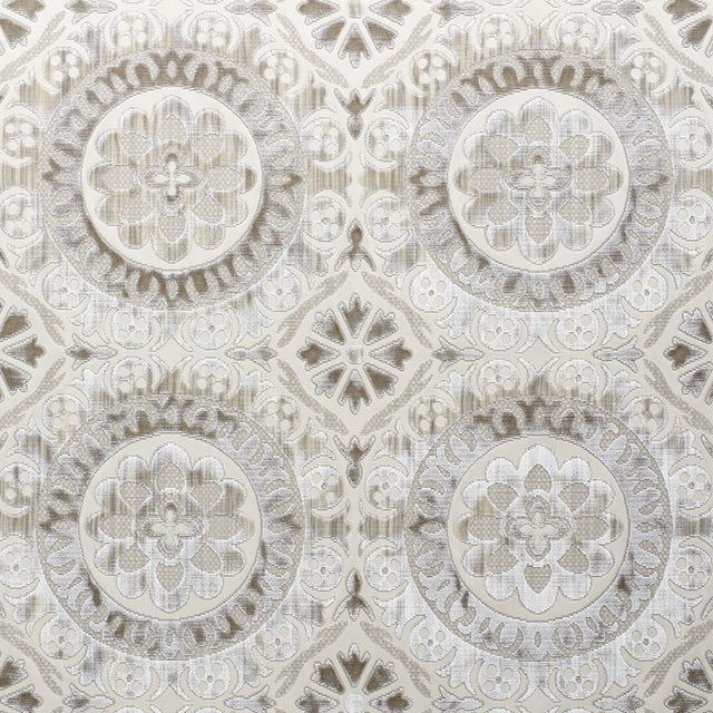 Schumacher Suzani Strie Velvet Pearl Fabric - Eade's Wallpaper