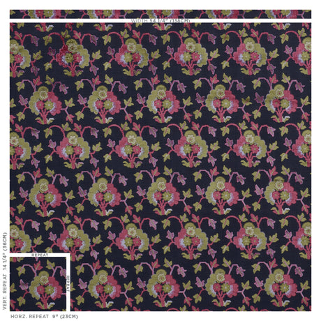 Schumacher Jennie Velvet Midnight & Magenta Fabric