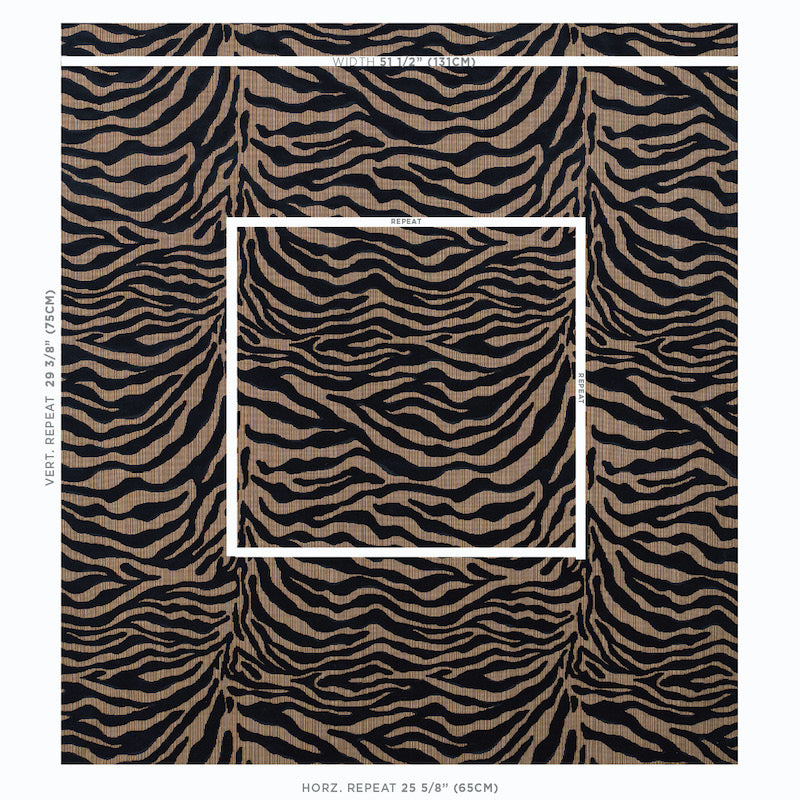 Schumacher Regine Strie Velvet Ebony Fabric - Eade's Wallpaper