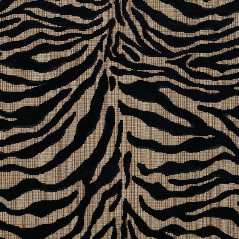 Schumacher Regine Strie Velvet Ebony Fabric - Eade's Wallpaper