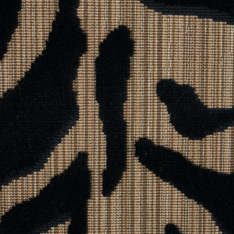 Schumacher Regine Strie Velvet Ebony Fabric - Eade's Wallpaper