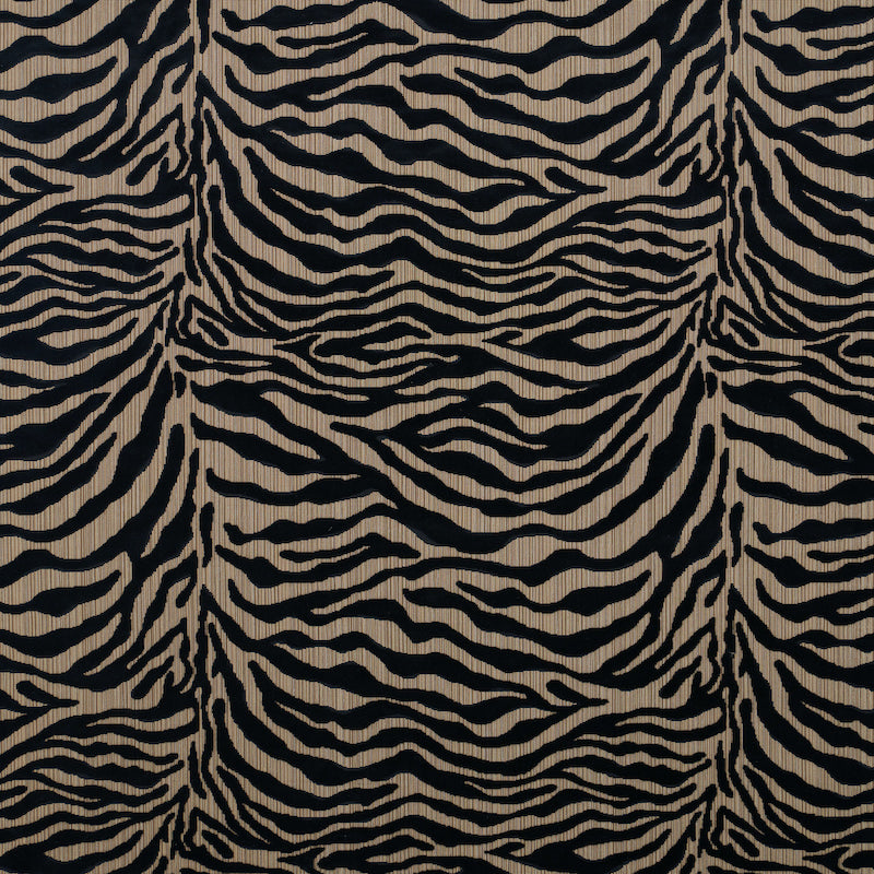 Schumacher Regine Strie Velvet Ebony Fabric - Eade's Wallpaper