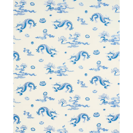 Schumacher Hanlun Dragon Embroidery Porcelain Fabric