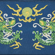 Schumacher 78171 LILI DRAGON TAPE in BLUE Trim - FIRE BREATH