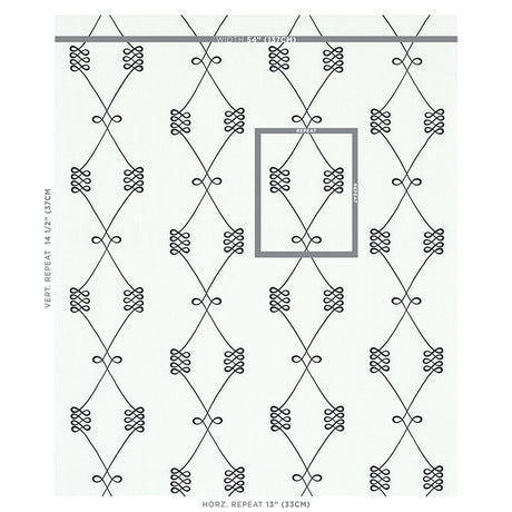 Schumacher Nicolette Embroidery Ivory Fabric - Eade's Wallpaper