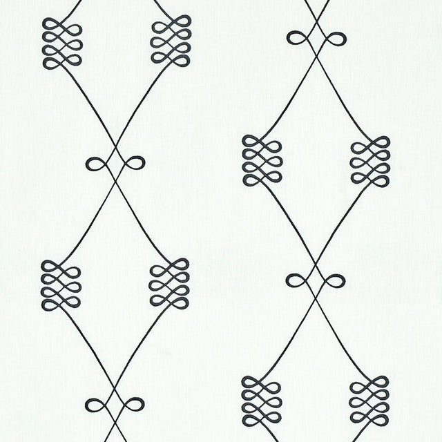 Schumacher Nicolette Embroidery Ivory Fabric - Eade's Wallpaper