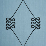 Schumacher Nicolette Embroidery Dusty Blue Fabric - Eade's Wallpaper