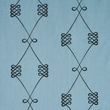 Schumacher Nicolette Embroidery Dusty Blue Fabric - Eade's Wallpaper