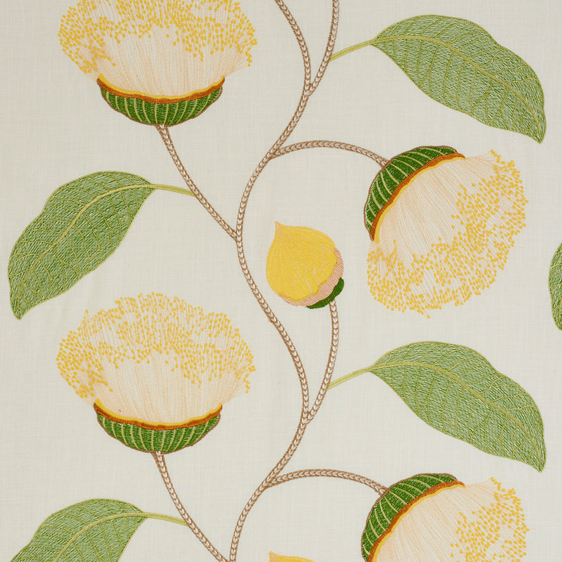Schumacher Celinda Embroidery Yellow Fabric