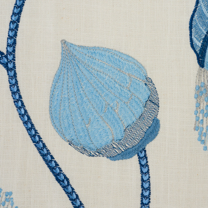 Schumacher Celinda Embroidery Blue Fabric