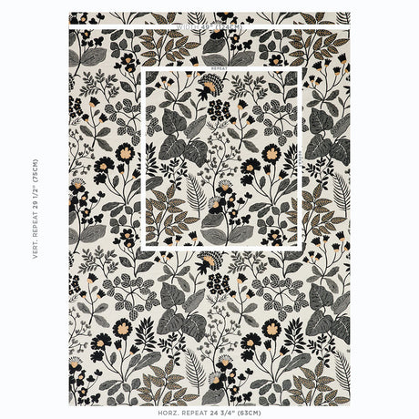 Schumacher Emaline Embroidery Black Fabric