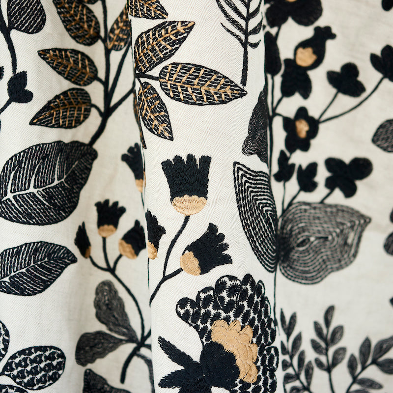 Schumacher Emaline Embroidery Black Fabric
