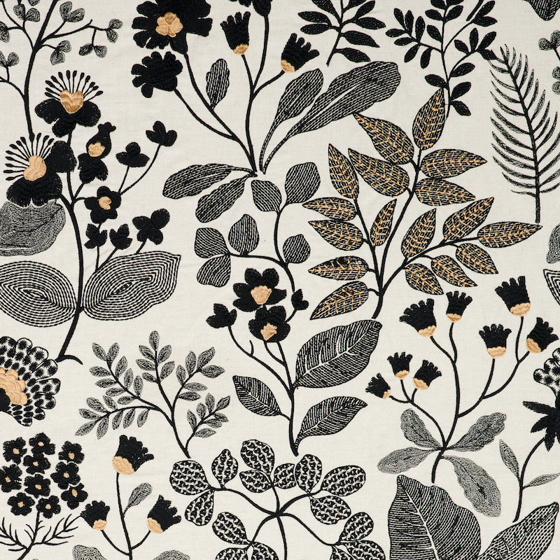 Schumacher Emaline Embroidery Black Fabric