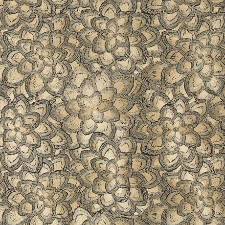 Schumacher Lotus Embroidery Gold Fabric - Eade's Wallpaper