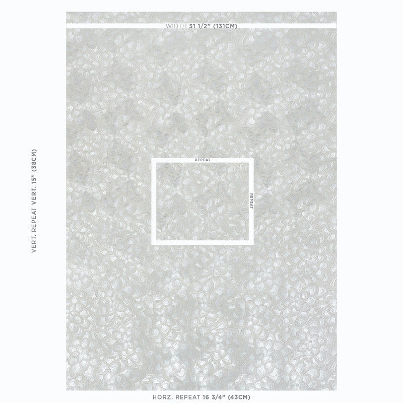 Schumacher Lotus Embroidery Pearl Fabric - Eade's Wallpaper