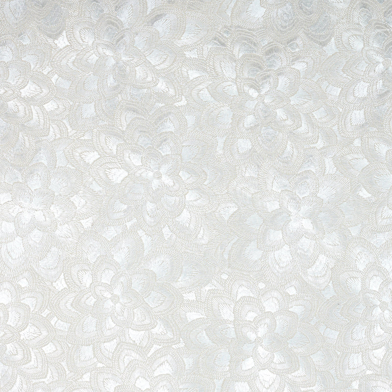 Schumacher Lotus Embroidery Pearl Fabric - Eade's Wallpaper