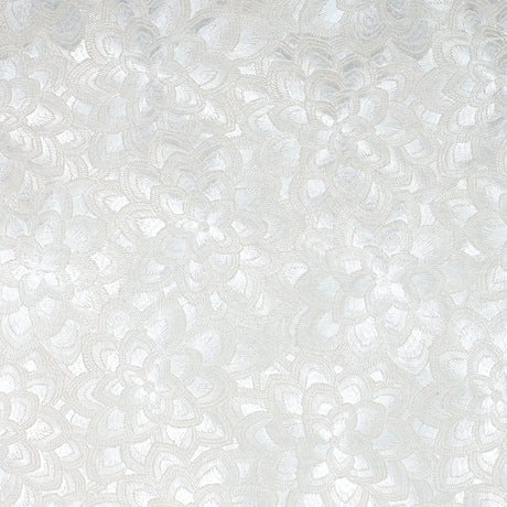 Schumacher Lotus Embroidery Pearl Fabric - Eade's Wallpaper