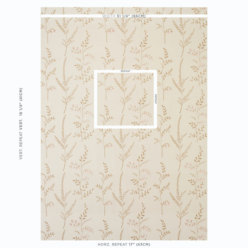 Schumacher Cynthia Embroidered Print Natural Fabric