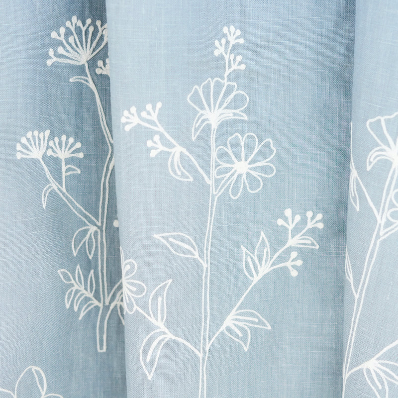 Schumacher Lisbeth Embroidery Blue Fabric - Eade's Wallpaper