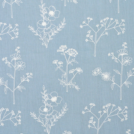 Schumacher Lisbeth Embroidery Blue Fabric - Eade's Wallpaper