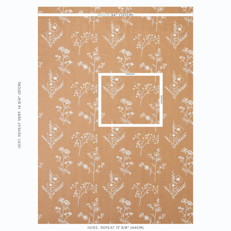 Schumacher Lisbeth Embroidery Camel Fabric - Eade's Wallpaper