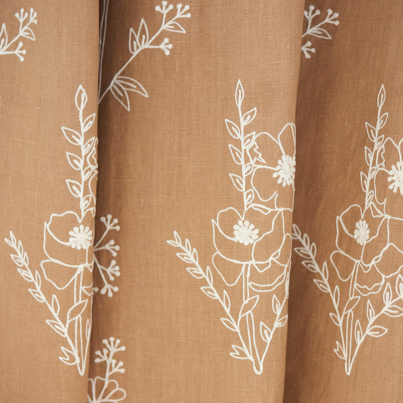 Schumacher Lisbeth Embroidery Camel Fabric - Eade's Wallpaper