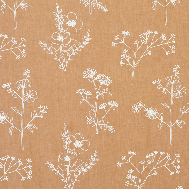 Schumacher Lisbeth Embroidery Camel Fabric - Eade's Wallpaper