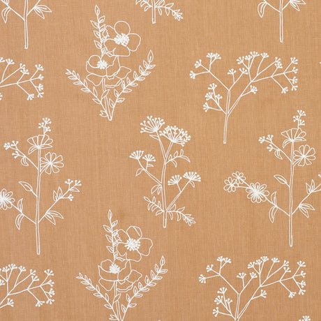Schumacher Lisbeth Embroidery Camel Fabric - Eade's Wallpaper