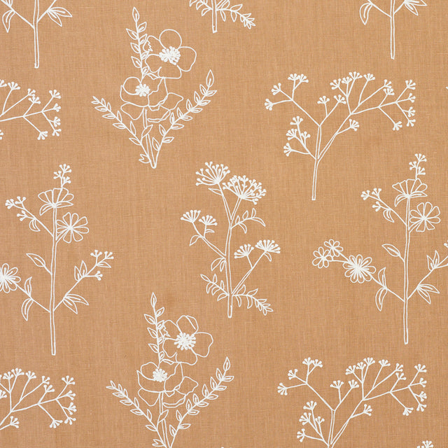 Schumacher Lisbeth Embroidery Camel Fabric - Eade's Wallpaper