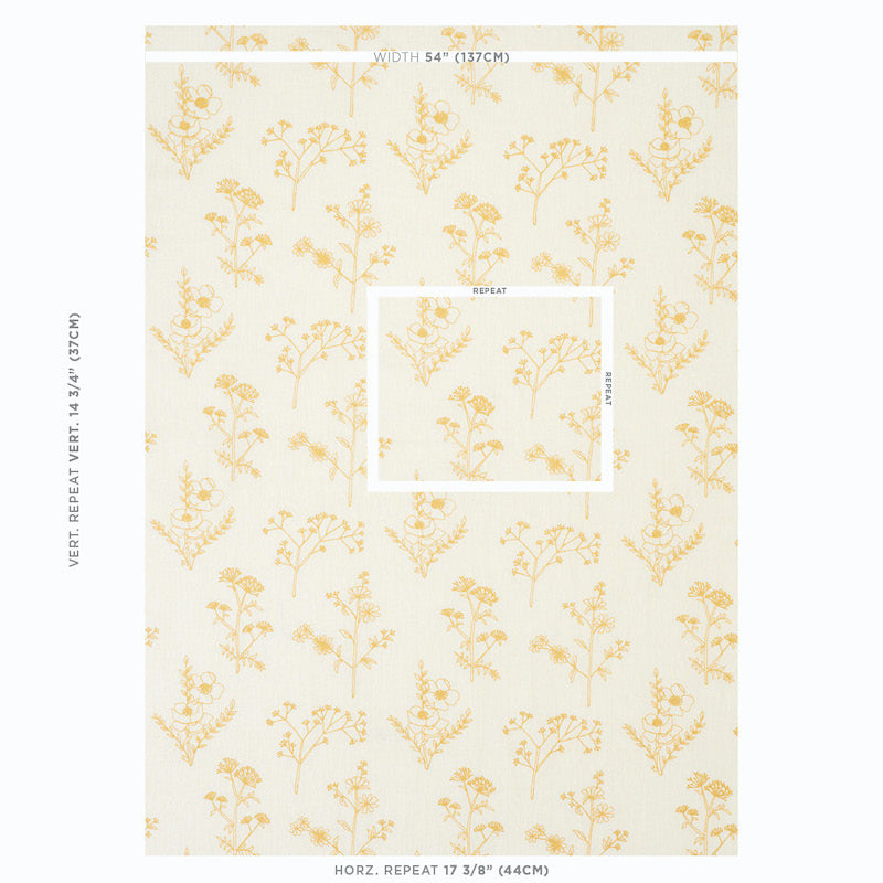 Schumacher Lisbeth Embroidery Marigold Fabric - Eade's Wallpaper