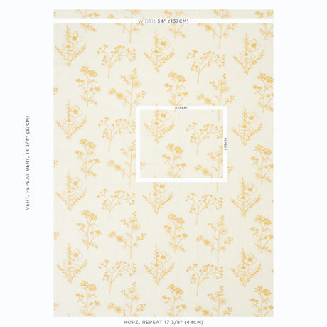 Schumacher Lisbeth Embroidery Marigold Fabric - Eade's Wallpaper