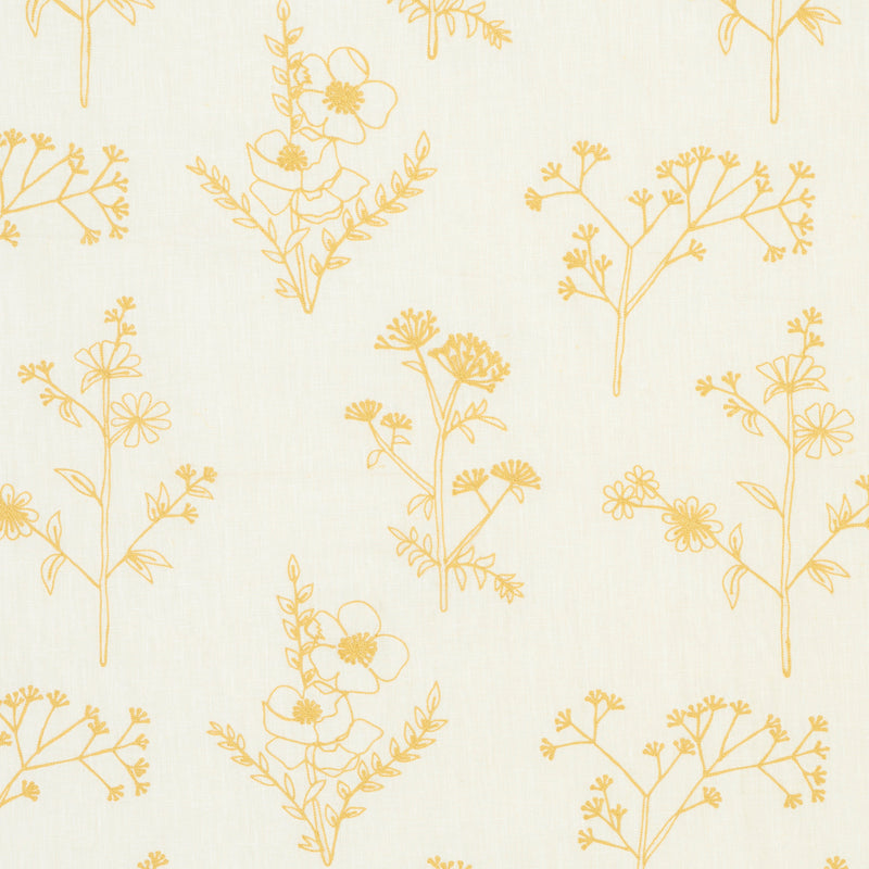 Schumacher Lisbeth Embroidery Marigold Fabric - Eade's Wallpaper