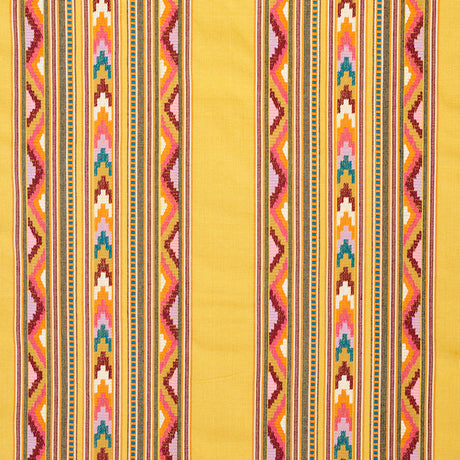 Schumacher Zarzuela Stripe Embroidery Saffron Fabric - Eade's Wallpaper