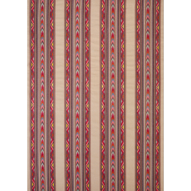 Schumacher Zarzuela Stripe Embroidery Multi Fabric - Eade's Wallpaper