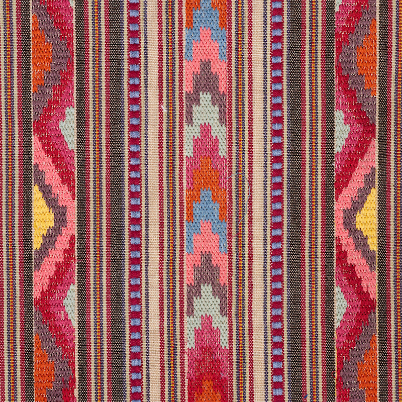 Schumacher Zarzuela Stripe Embroidery Multi Fabric - Eade's Wallpaper