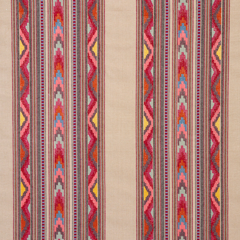 Schumacher Zarzuela Stripe Embroidery Multi Fabric - Eade's Wallpaper