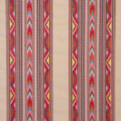 Schumacher Zarzuela Stripe Embroidery Multi Fabric - Eade's Wallpaper