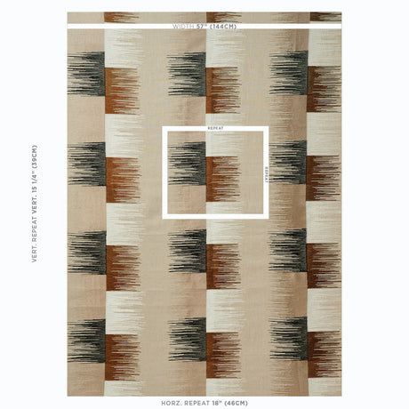 Schumacher Sunburst Stripe Embroidery Black & Neutral Fabric - Eade's Wallpaper