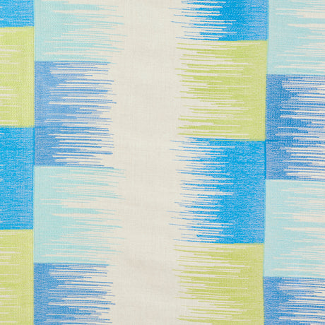 Schumacher Sunburst Stripe Embroidery Blue & Lime Fabric - Eade's Wallpaper