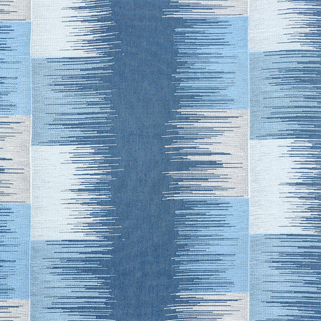 Schumacher Sunburst Stripe Embroidery Blues Fabric - Eade's Wallpaper