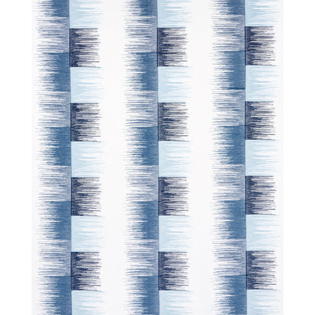 Schumacher Sunburst Stripe Embroidery Blue Fabric - Eade's Wallpaper