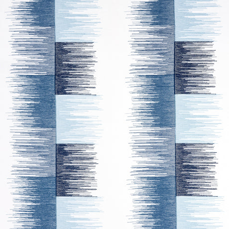 Schumacher Sunburst Stripe Embroidery Blue Fabric - Eade's Wallpaper