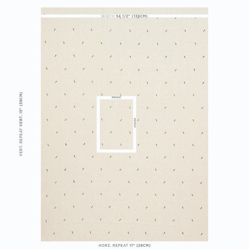 Schumacher Honey Bee Embroidery Natural Fabric