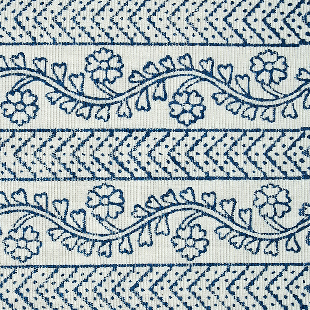 Schumacher 78441 ARBELA HAND BLOCKED TAPE in INDIGO Trim - J
