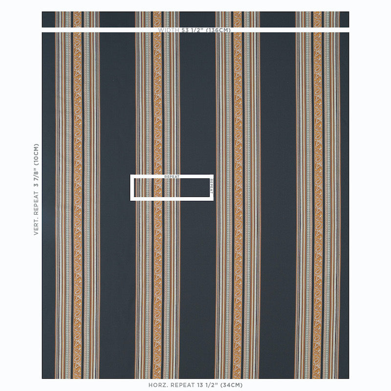 Schumacher Markova Stripe Black Fabric - Eade's Wallpaper