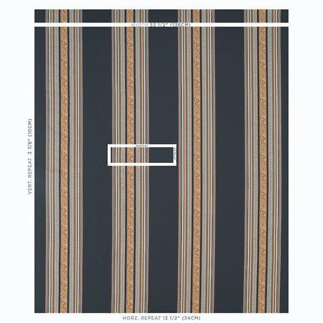 Schumacher Markova Stripe Black Fabric - Eade's Wallpaper