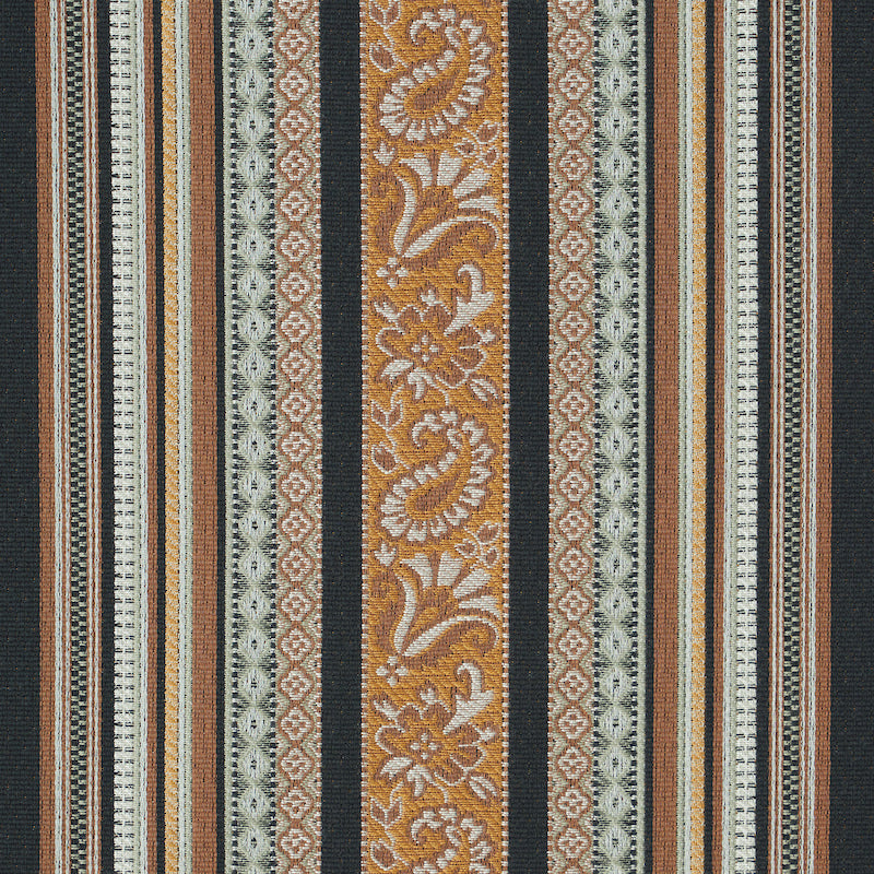 Schumacher Markova Stripe Black Fabric - Eade's Wallpaper